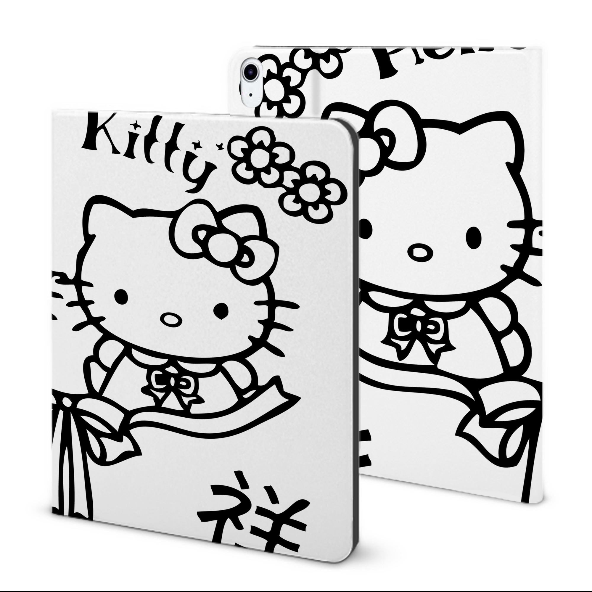（画像用） Hello Kitty ハローキティ IPad ケース ブック型 PUレザー TPU 耐衝撃 軽量 薄型 ペン収納なし 全面保護 IPad 各モデル対応